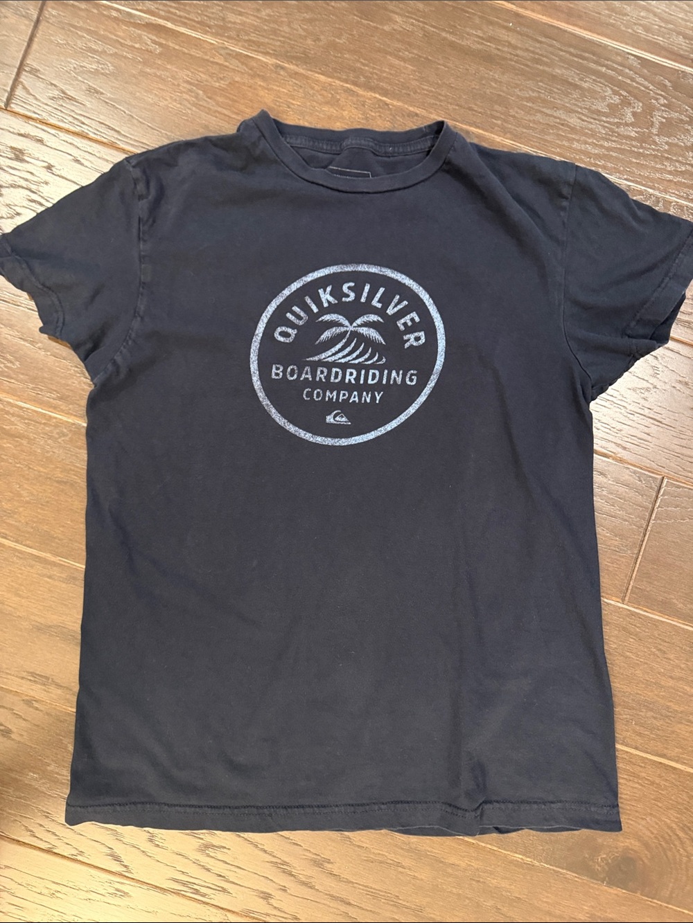Quiksilver Black Short Sleeve Crew T-Shirt with Faded Logo